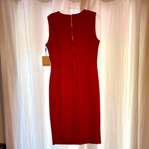 Red Calvin Klein dress with back gold zipper